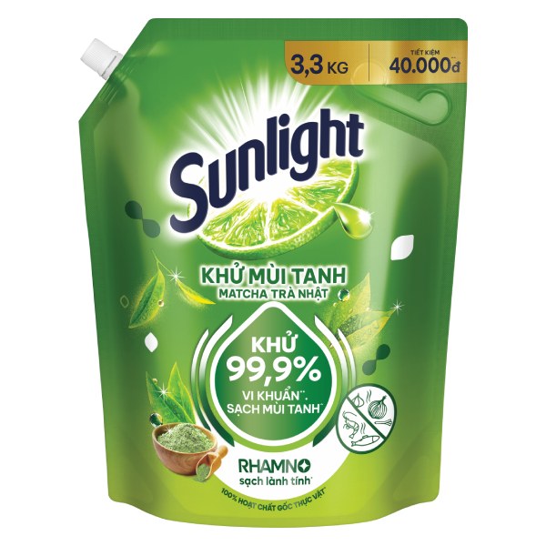 Nước Rửa Chén Sunlight Trà Xanh Túi 3.3Kg