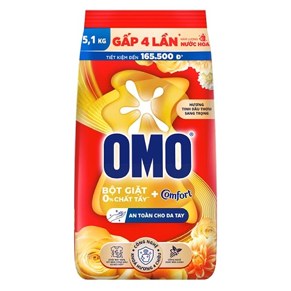 Bột Giặt Omo Comfort Tinh Dầu Thơm Túi 5.1Kg