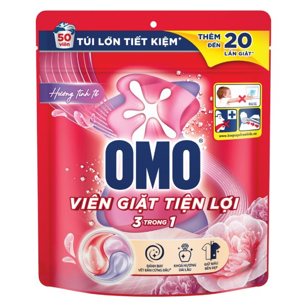 Viên Giặt Omo 3IN1 Tinh Tế Túi 50 Viên