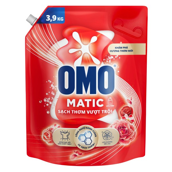 Nước Giặt Omo Matic Sạch Thơm Vượt Trội Túi 3.9Kg