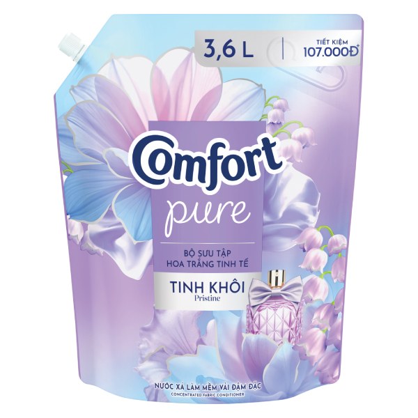 Nước Xả Vải Comfort Hoa Trắng Tinh Khôi Túi 3.6L