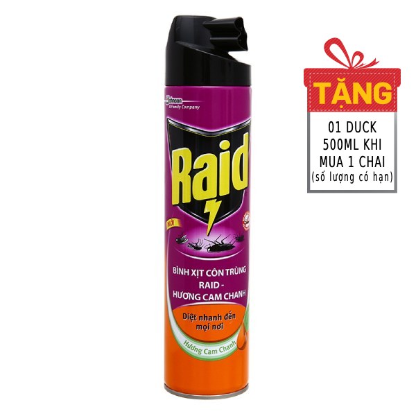 Xịt Côn Trùng Raid Cam Chanh 600Ml