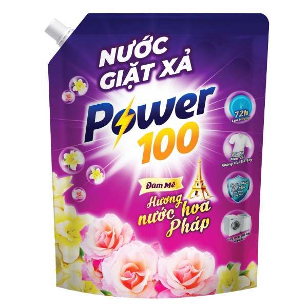 Nước Giặt Xả Power 100 Hương Nước Hoa Đam Mê Túi 3.2Kg