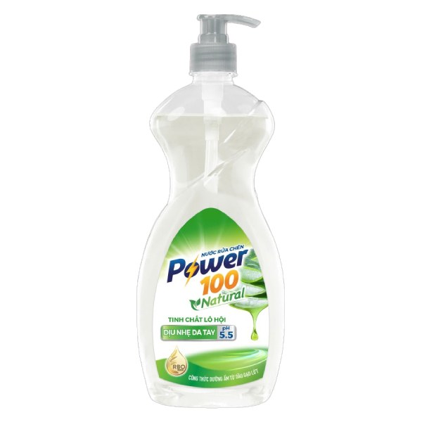 Nước Rửa Chén Power 100 Natural Tinh Chất Lô Hội Chai 750G