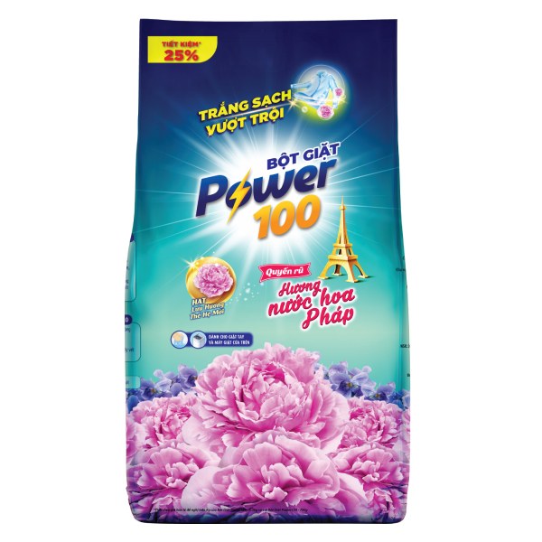 Bột Giặt Power100 Hương Nước Hoa Quyến Rũ Túi 5.3Kg