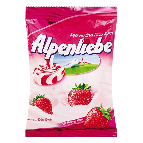 Kẹo Cứng Alpenliebe Hương Dâu Kem Gói 120G