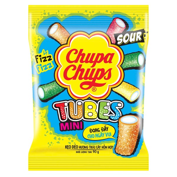 Kẹo Dẻo Chupa Chups Tube Mini Trái Cây Hỗn Hợp Gói 90G