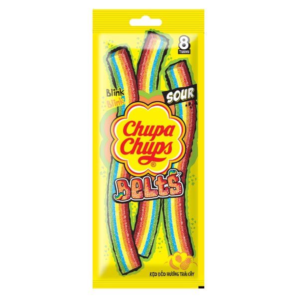 Kẹo Dẻo Chupa Chups Sour Belts Gói 57.6G