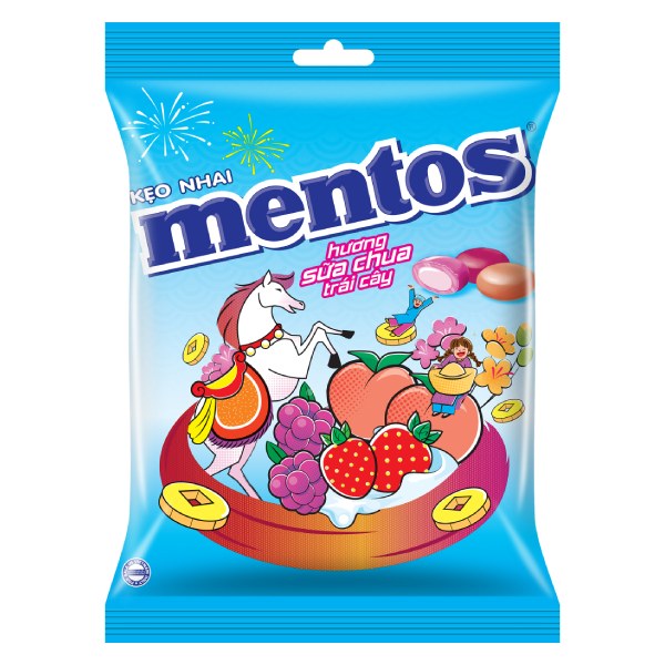 (Mẫu Tết) Kẹo Mentos Sữa Chua Trái Cây Gói 94.5G