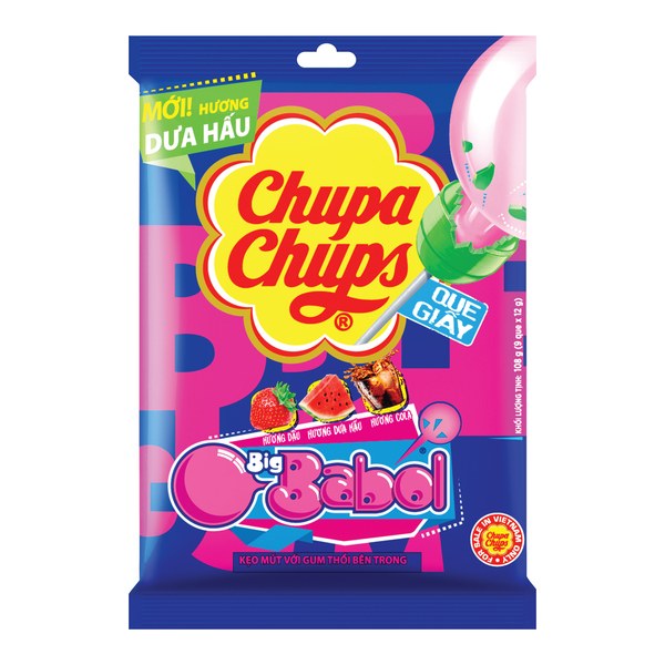 Kẹo Mút Chupa Chups Gum Filled Dưa Hấu 108G