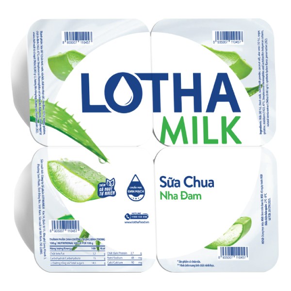 Lốc 4 Sữa Chua Ăn Lothamilk Nha Đam 95G
