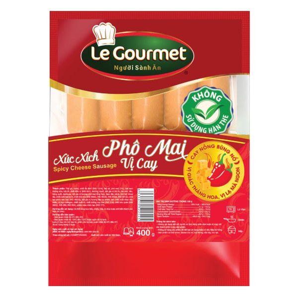 Xúc Xích Tươi Le Gourmet Phô Mai Vị Cay Gói 400G