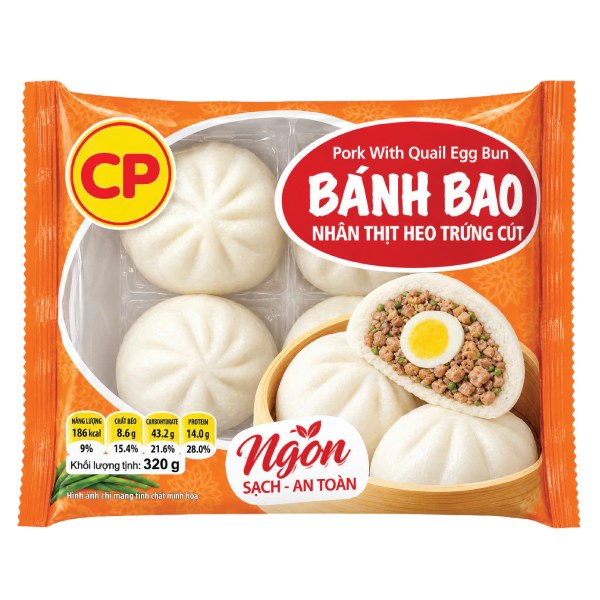 Bánh Bao CP Nhân Thịt Heo Trứng Cút Gói 320G