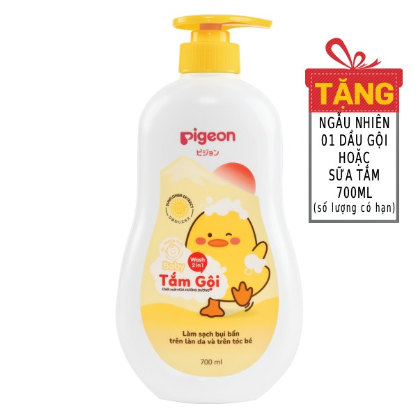 Sữa Tắm Gội Trẻ Em 2in1 Pigeon Chiết Xuất Hoa Hướng Dương Chai 700Ml