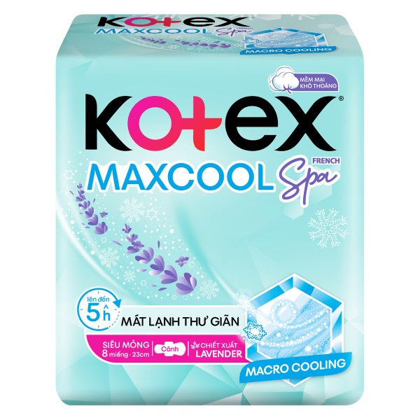 Băng Vệ Sinh Kotex Max Cool Siêu Mỏng Cánh 8 Miếng*23Cm