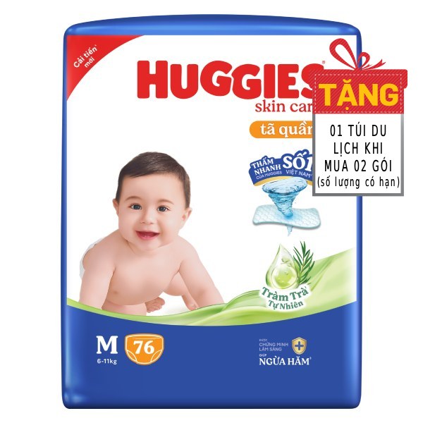 Tã Quần Huggies Dry Tràm Trà Tự Nhiên M76