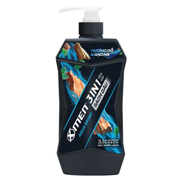 Tắm Gội Xmen Aqua Sport 3IN1 Sạch Gàu Chai 610G