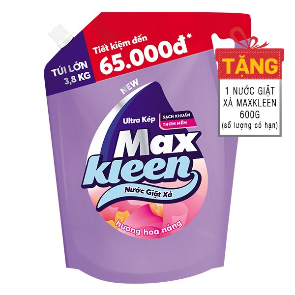 Nước Giặt Xả Maxkleen Hoa Nắng Túi 3.8Kg