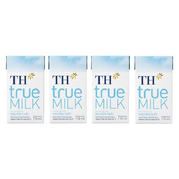 Lốc 4 Sữa Tươi Tiệt Trùng TH True Milk Nguyên Chất 110Ml