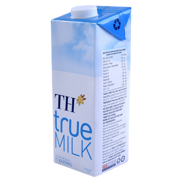 Sữa Tươi Tiệt Trùng TH True Milk Ít Đường Hộp Giấy 1L