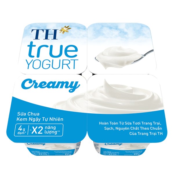Lốc 4 Sữa Chua Ăn TH True Yogurt Creamy Kem Ngậy 100G