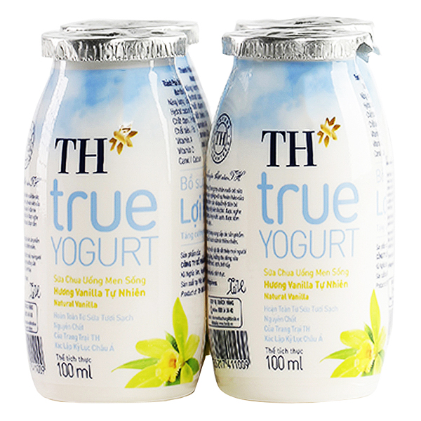 Lốc 4 Sữa Chua Uống TH True Yogurt Vani 100Ml