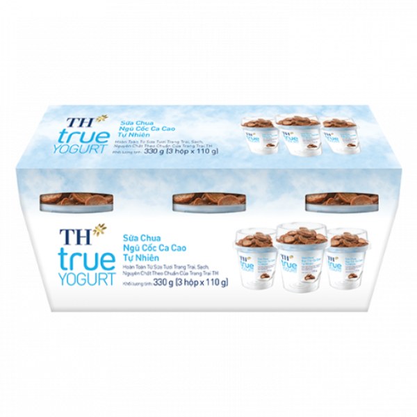 Lốc 3 Sữa Chua Ăn TH True Yogurt Ngũ Cốc Cacao 110G
