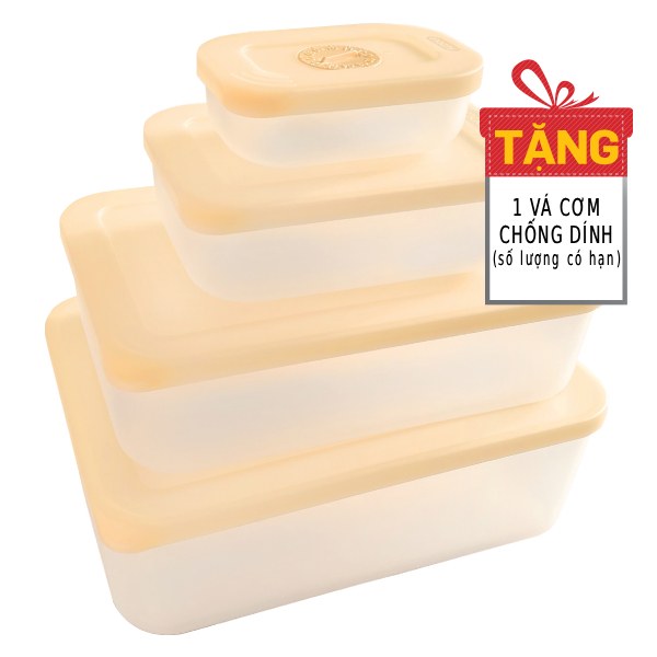 Bộ 4 Hộp Thực Phẩm Trữ Đông Inochi Hokkaido 290Ml + 900Ml + 2.5L + 3.6L