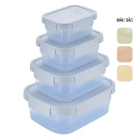 Bộ 4 Hộp Thực Phẩm Nắp Cài Inochi Hokkaido 500Ml + 950Ml + 1650Ml + 2750Ml