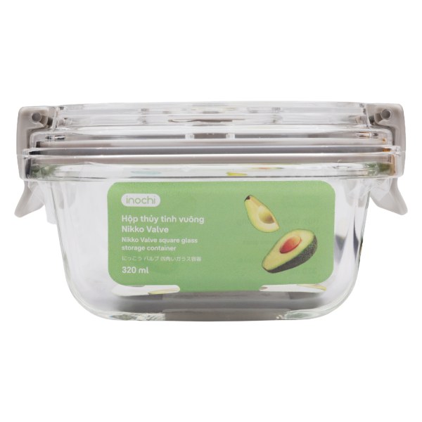Hộp Thủy Tinh Vuông Inochi Nikko Valve 320Ml