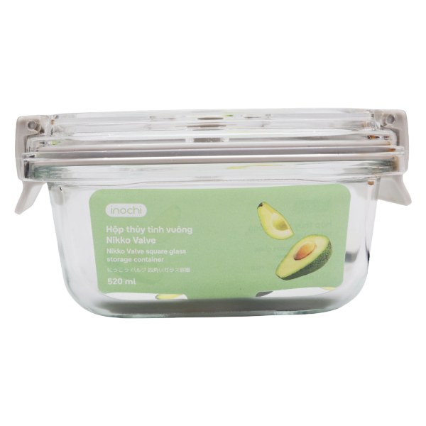 Hộp Thủy Tinh Vuông Inochi Nikko Valve 520Ml