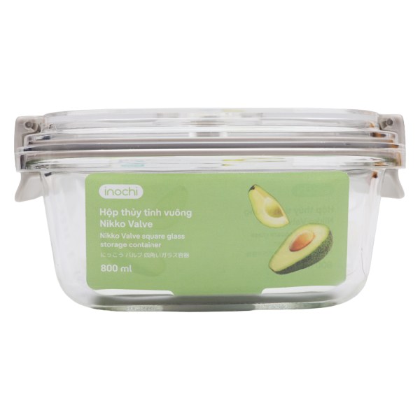Hộp Thủy Tinh Vuông Inochi Nikko Valve 800Ml