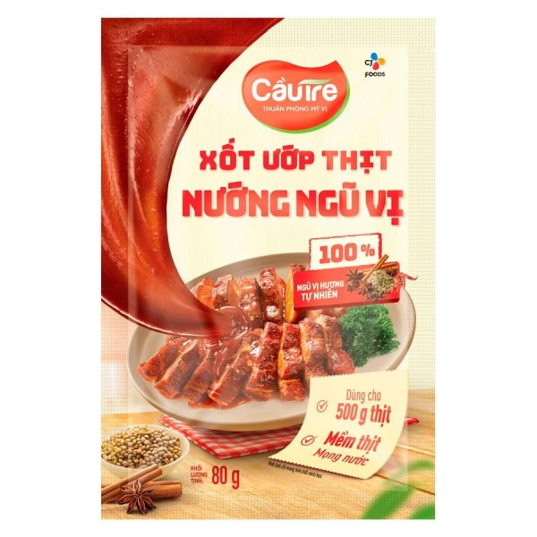 Xốt Gia Vị Hoàn Chỉnh Cầu Tre Ướp Thịt Nướng Ngũ Vị Gói 80G