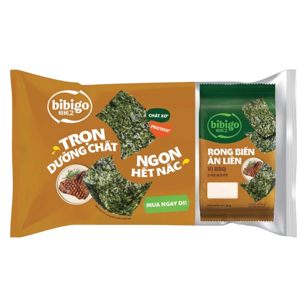 Lốc 3 Rong Biển Bibigo Vị BBQ Gói 4G