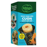 Snack Rong Biển Bibigo Cuộn Bánh Gạo Bắp Mực Nướng Cay Hộp 42G