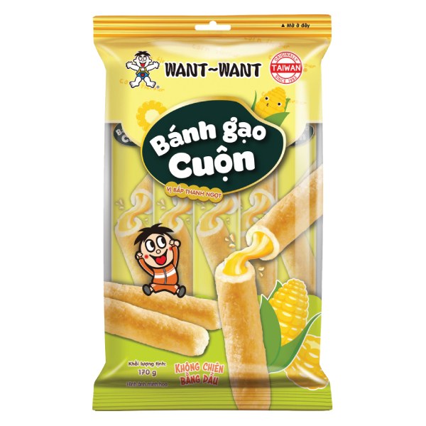 Bánh Gạo Cuộn Want Want Vị Bắp Ngọt 170G