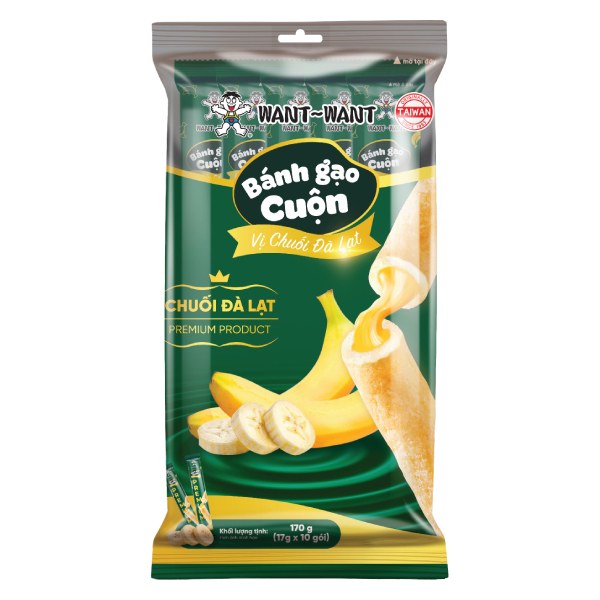Bánh Gạo Cuộn Want Want Vị Chuối Gói 170G