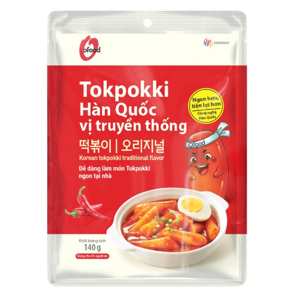 Bánh Gạo Tokpokki O'Food Vị Truyền Thống Gói 140G