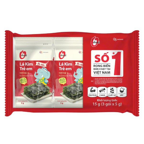 Lô 3 Rong Biển Lá Kim Trẻ Em O'Food Gói 5G