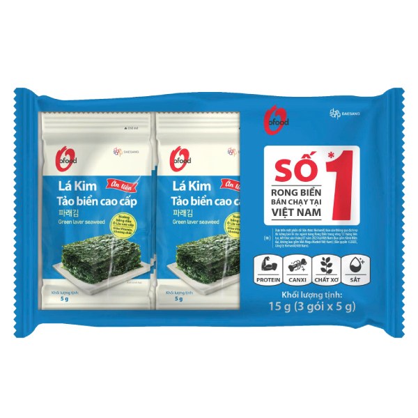 Lô 3 Rong Biển Lá Kim Cao Cấp O'Food Gói 5G