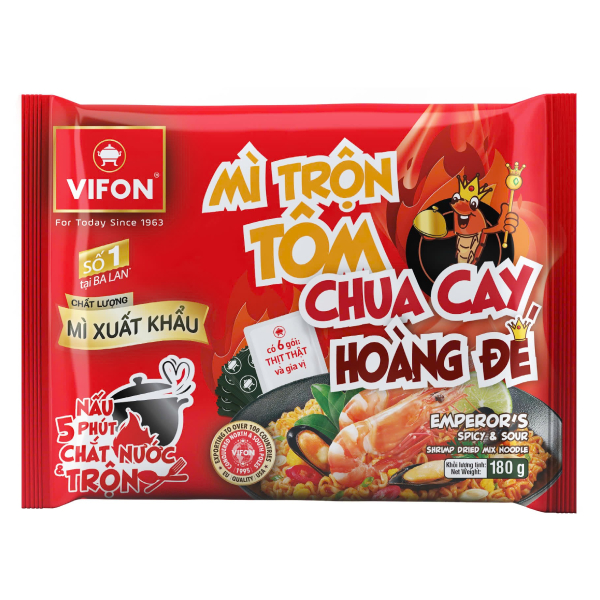 Mì Vifon Trộn Tôm Chua Cay Hoàng Đế Gói 180G