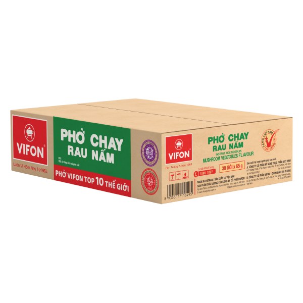 Phở Chay Vifon Rau Nấm Thùng 30 Gói 65G