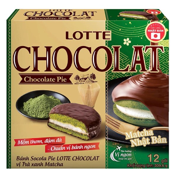 Bánh Lotte Chocolat Socola Pie Matcha Hộp 339.6G