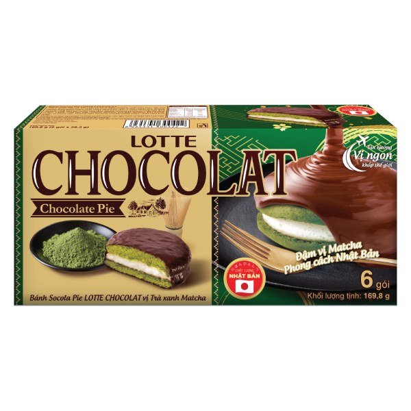 Bánh Lotte Chocolat Socola Pie Matcha Hộp 339.6G