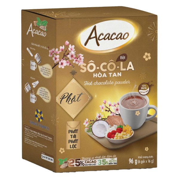 Bột Socola Acacao Sữa Dừa Hộp 6 Gói 16G