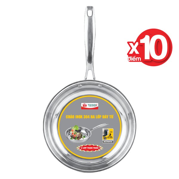 Chảo Inox 3 Lớp Đáy Từ Ticook 18Cm