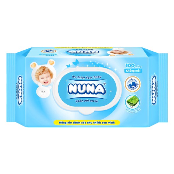 (Only Emartmall) Khăn Ướt Baby Nuna 100 Miếng Không Mùi