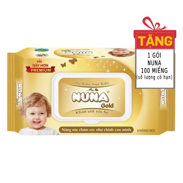 Khăn Ướt Baby Nuna Gold Không Mùi 100 Miếng