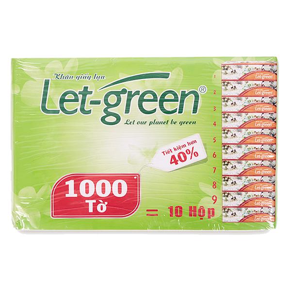 Gói Bổ Sung Khăn Giấy Hộp Let Green 1000 Tờ