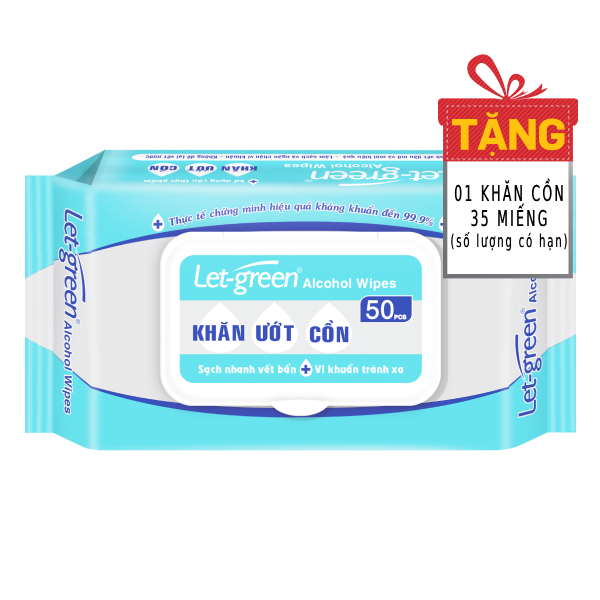 Khăn Ướt Cồn Let Green 50 Miếng